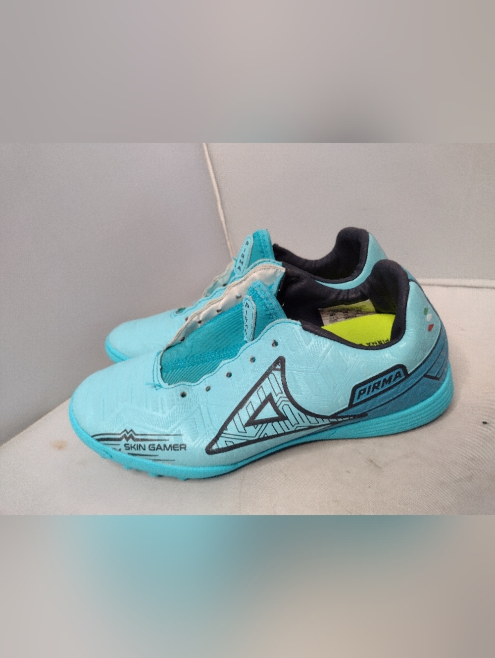 Pirma Womens Turf Shoes Size 6.5  Skin Gamer 3047 Blue Missing Laces Soccer A27